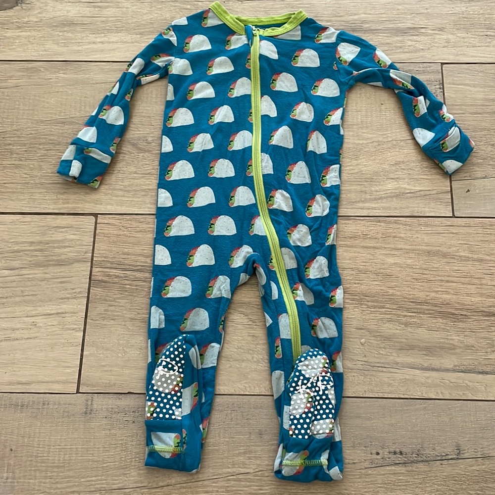 Kickee Pants Taco Footed Onesie with Zip-up